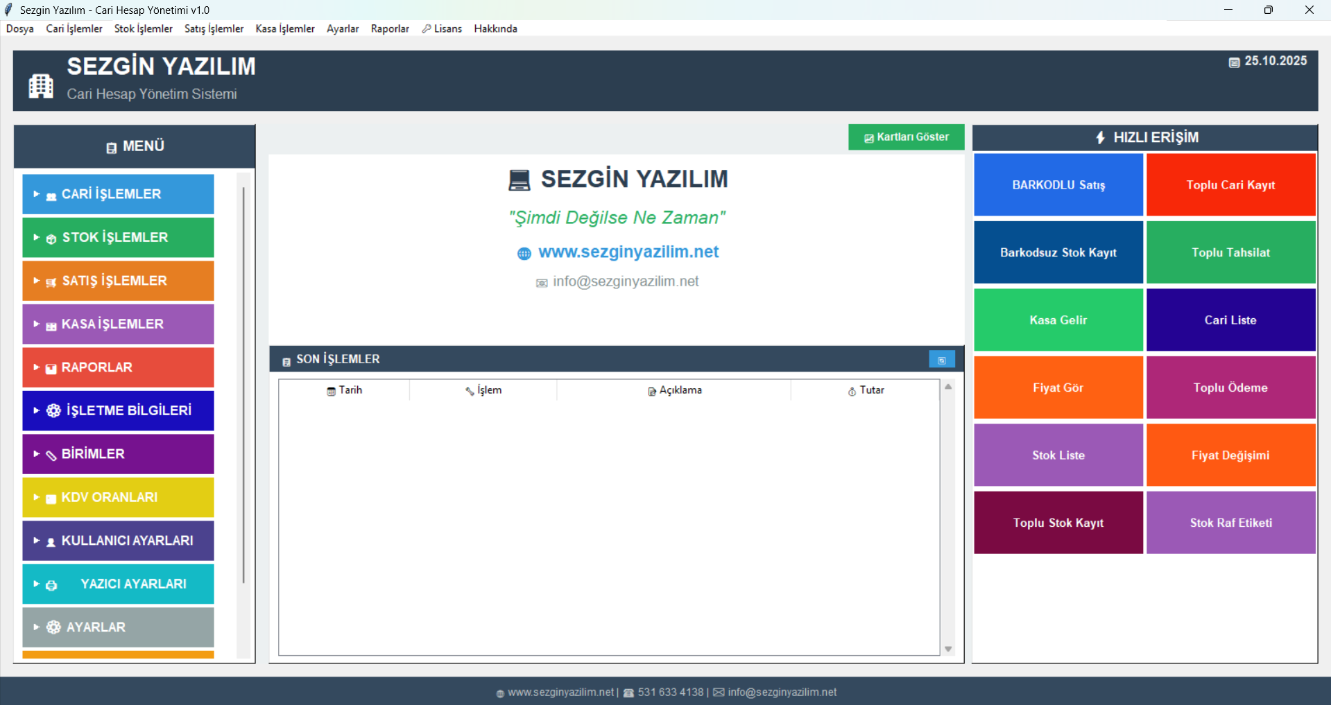 Ana Ekran - Barkodlu Stok Takip Programı