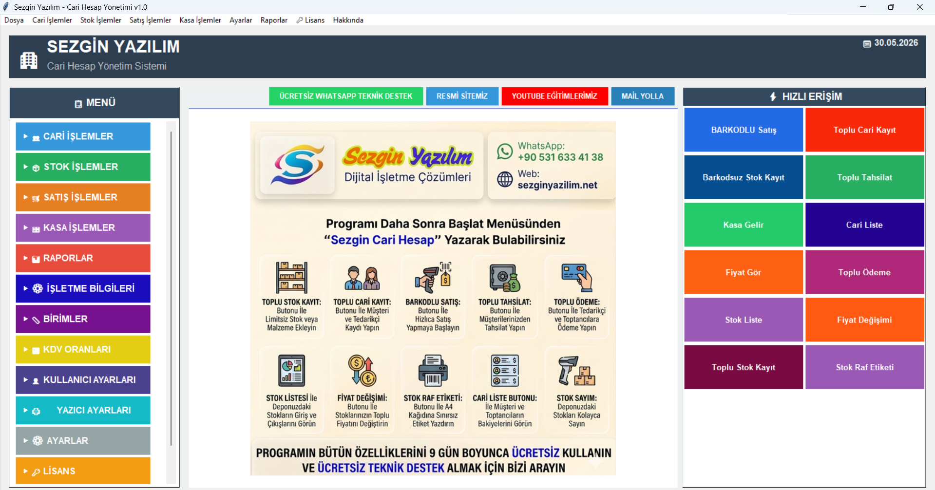 SezginPOS Stok, Cari, Kasa ve Hızlı Satış Programı