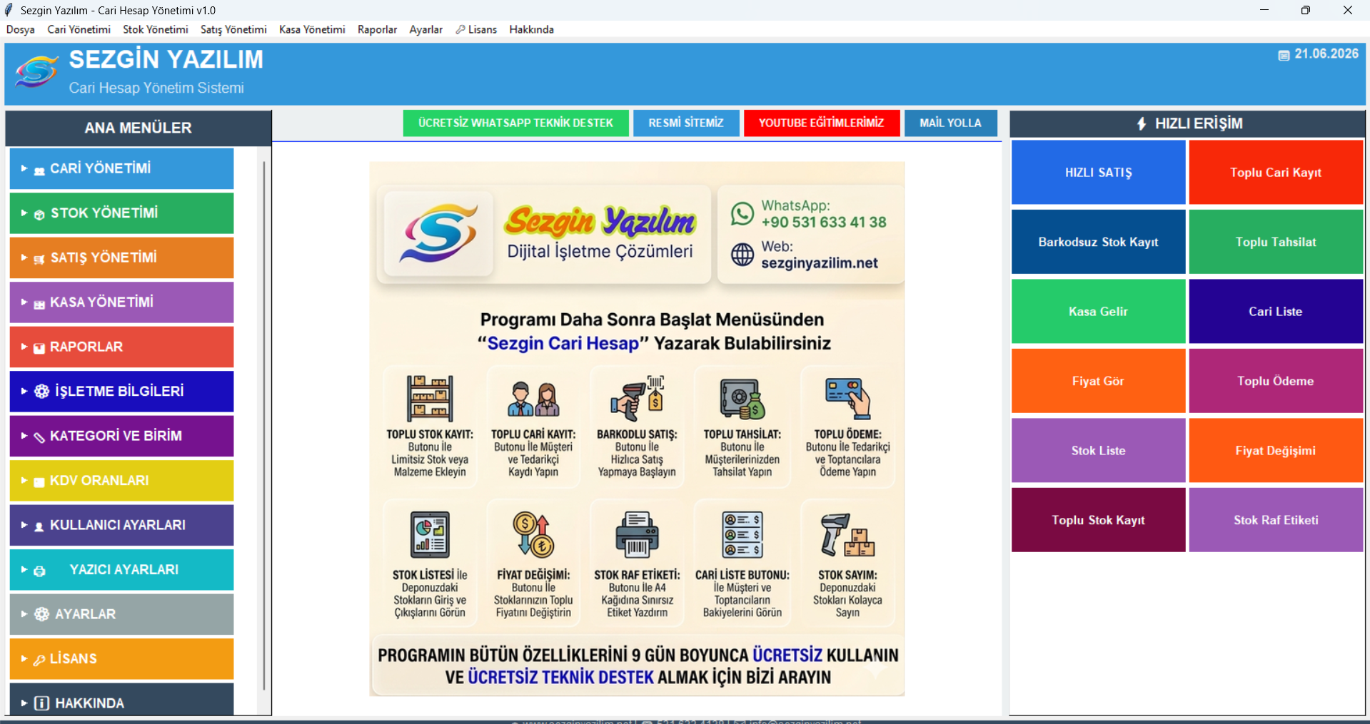 SezginPOS Stok, Cari, Kasa ve Hızlı Satış Programı